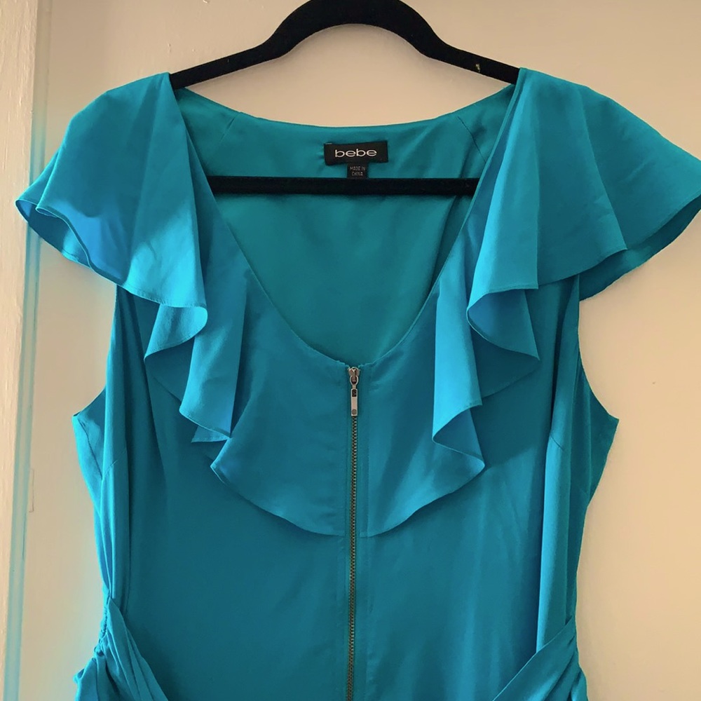 Bebe Teal Silk Dress
